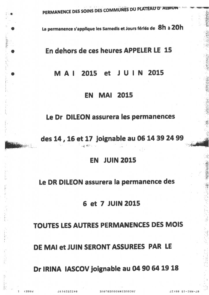 MEDECINS DE GARDE