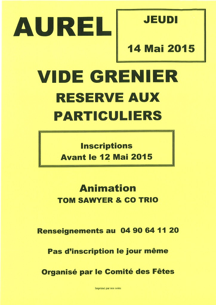 VIDE GRENIER 2015 AUREL