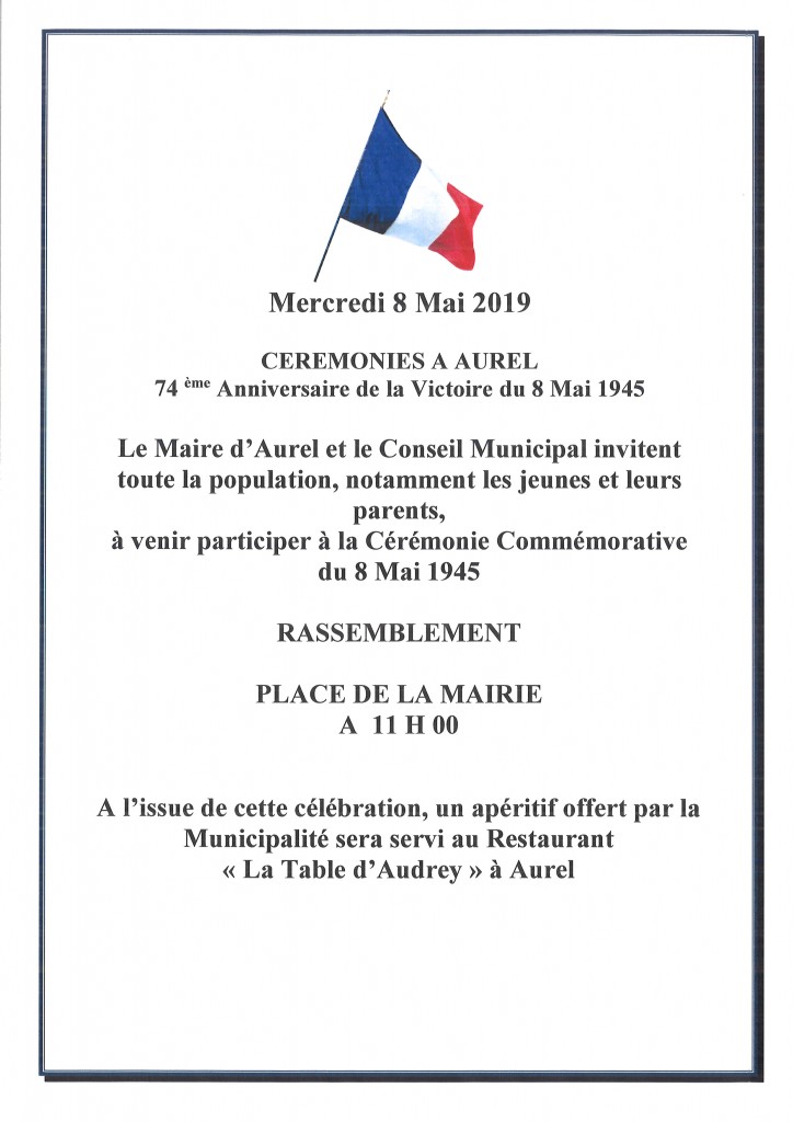 CEREMONIES DU 8 MAI AUREL