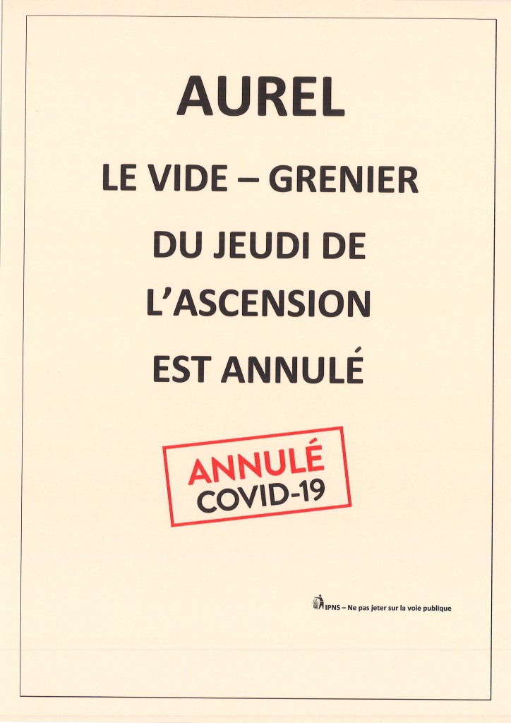 VIDE GRENIER 2021 AUREL Annulé